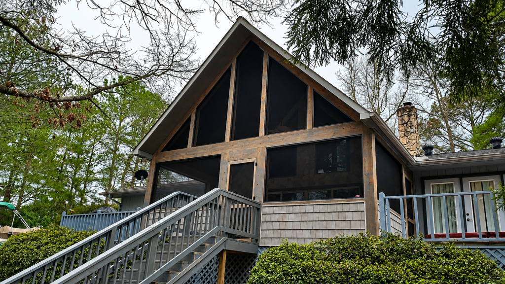 Custom Cedar Screened Porch Addition Front View