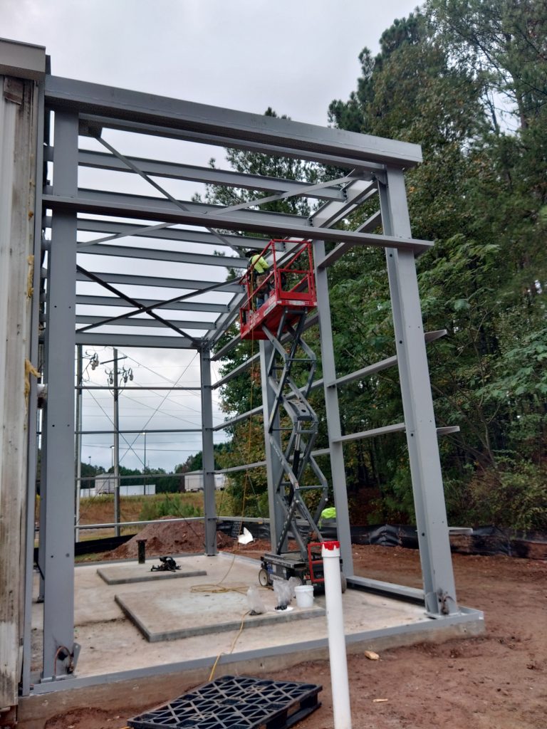Industrial Building Expansion hanging structural steel