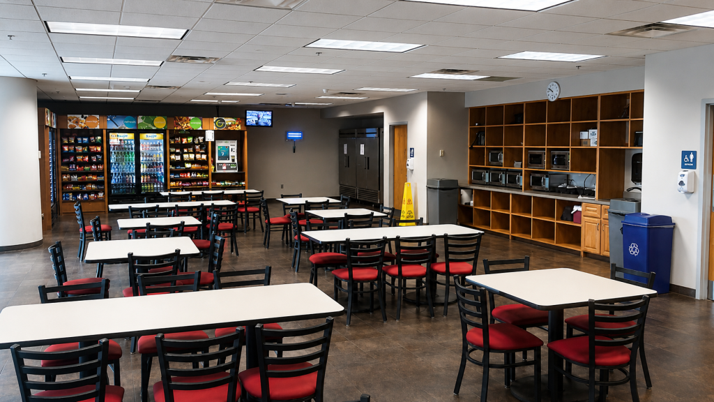 New Renovated Modern cafeteria with fresh seating and snacks